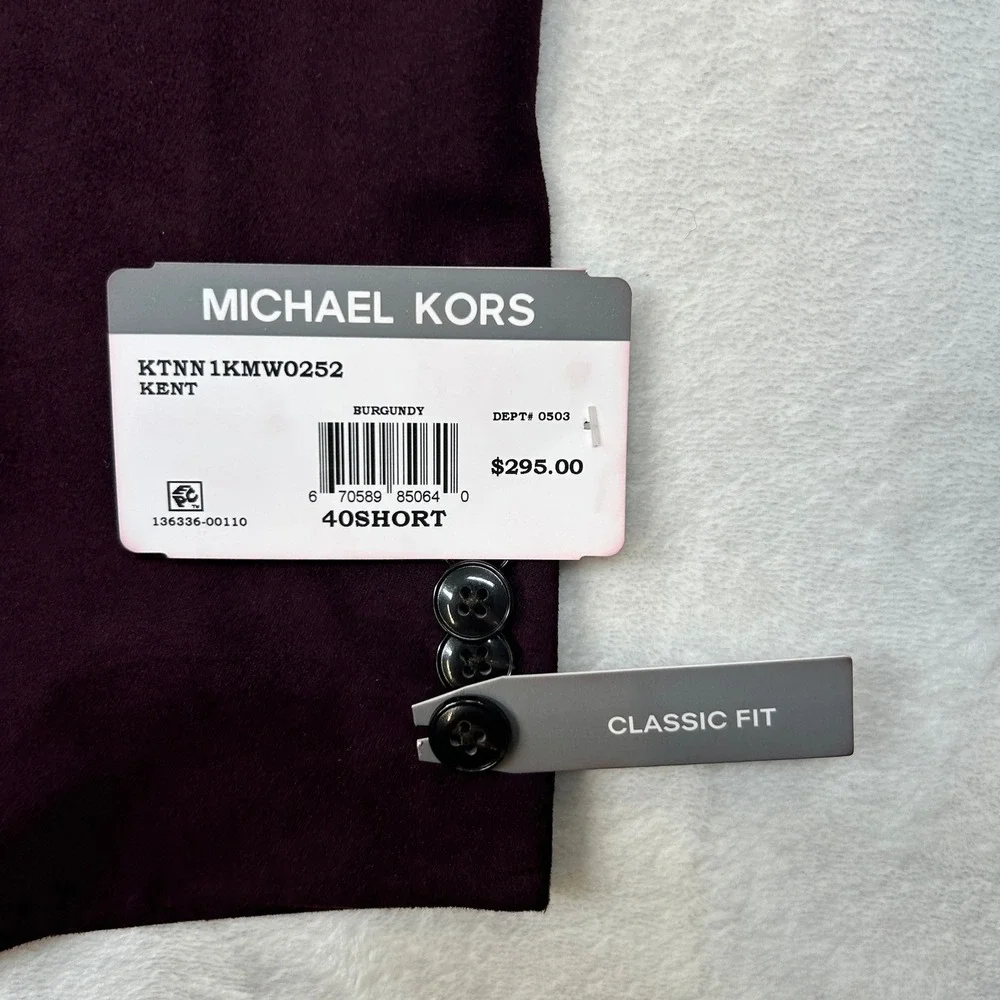 Michael Kors Faux Suede Sport Coat Mens 40S 40 Burgundy Red Classic Fit $295 NEW